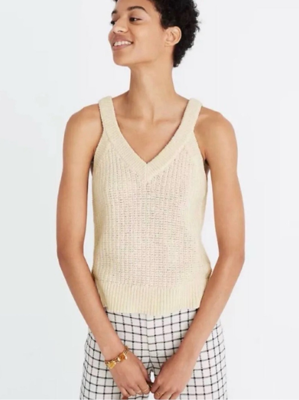 NWT Cream Knit V-Neck Tank Top